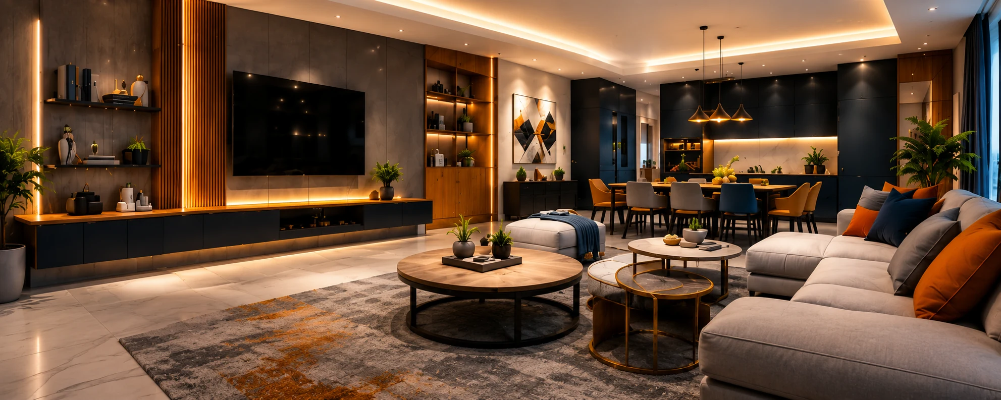 Modern living room interior design by SPS ArchBuilds